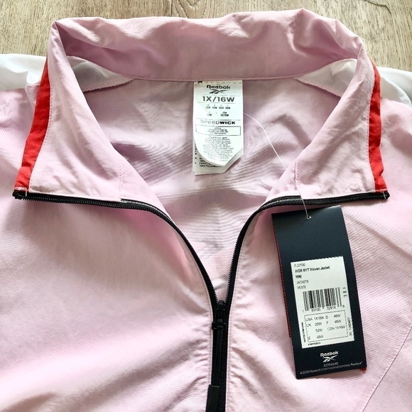 Reebok, Speedwick, Jacket, Pink, Windbreaker, Size, 1X, 16W, New With Tags - Picture 9 of 16